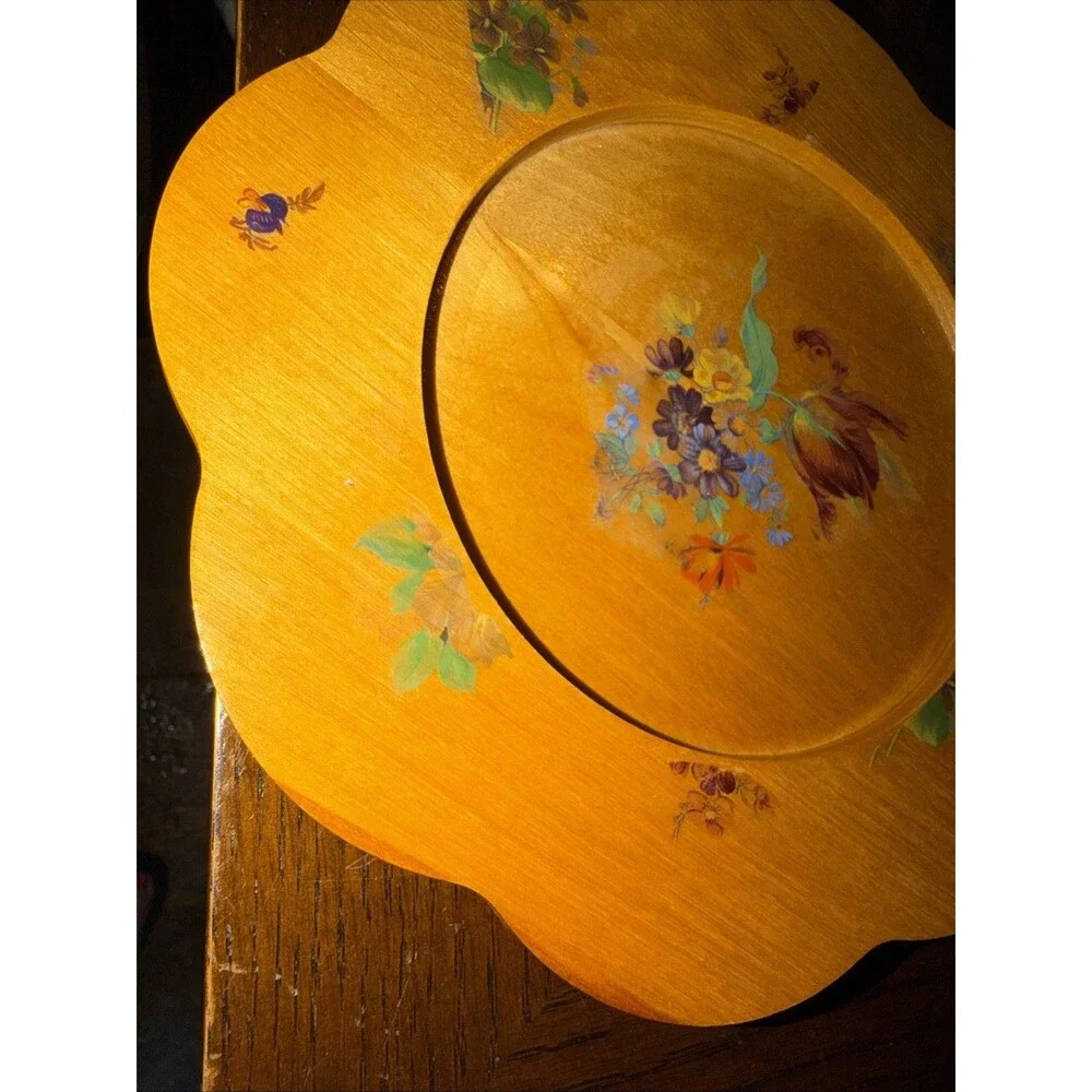 MacKenzie-Childs Floral Decal Wooden Plate 8.5